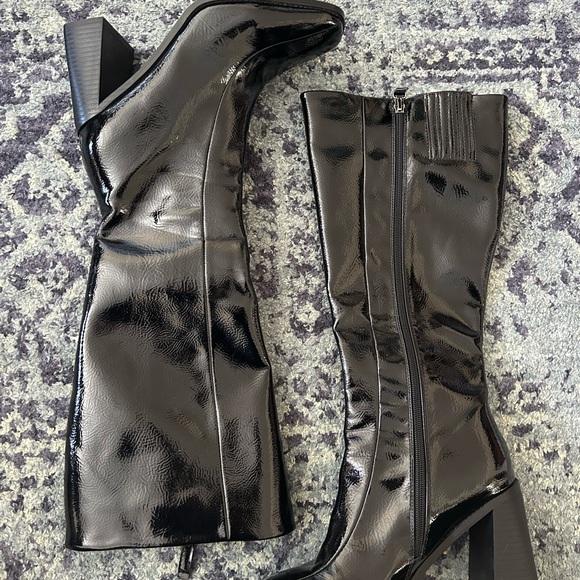 Princess Polly Shiny Black Heeled Boots - Picture 5 of 6